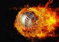 3d illustration compositing flame effect on baseball