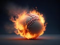 3D illustration compositing flame effect on baseball Royalty Free Stock Photo
