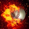 3d illustration compositing flame effect on baseball