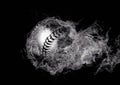 3d illustration compositing flame effect on baseball