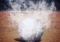 3d illustration compositing flame effect on baseball