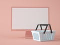 3D Illustration. Computer display with shopping basket Royalty Free Stock Photo