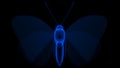 Blue coloured Butterfly in Black background 3D rendering