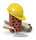 3d illustration construction surveyor project Royalty Free Stock Photo