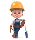 3D illustration of a construction worker in overalls with a shovel Royalty Free Stock Photo