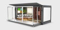 3d Illustration of Container House. Reuse Container for livingroom.