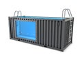 3d Illustration of Converted old shipping container into swimming pool, isolated white Royalty Free Stock Photo