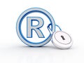 Registered Trademark concept with padlock. 3d render