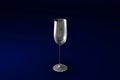 3D illustration of cordial liqueur glass on dark blue design background - drinking glass render