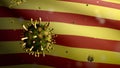 3D illustration Catalonia independent flag Coronavirus. Covid19 Catalan Royalty Free Stock Photo