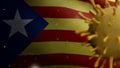 3D illustration Catalonia independent flag Coronavirus. Covid19 Catalan estelada Royalty Free Stock Photo