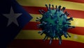 3D illustration Catalonia independent flag Coronavirus. Covid19 Catalan estelada Royalty Free Stock Photo