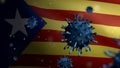 3D illustration Catalonia independent flag Coronavirus. Covid19 Catalan estelada Royalty Free Stock Photo