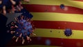 3D illustration Catalonia independent flag Coronavirus. Covid19 Catalan estelada Royalty Free Stock Photo