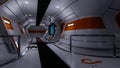 3D illustration of a corridor inside a futuristic science fiction space station or star ship