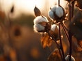 3D illustration of a cotton plant that is ready to be harvested.