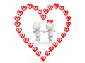 3D illustration of couple running outlined by a red cartoon hear Royalty Free Stock Photo