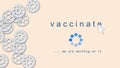 COVID-19 vaccine. Mass vaccination against the coronavirus, we are working on it. Gear wheels.