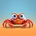 Expressive Orange Crab Character In Saturated Color Field Style