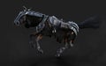 A creepy armored dark horse pose on black background Royalty Free Stock Photo