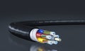 3d illustration of a cross-section of fiber optic cable Royalty Free Stock Photo