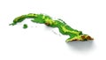 3d illustration of Cuba map with shaded relief on white background Royalty Free Stock Photo