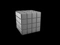 3d illustration of cube with empty keyboard buttons, isolated black