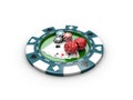 3d Illustration of Cubes for poker, casino chips and poker cards Royalty Free Stock Photo