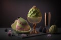 3D illustration of a cup of ice cream and a cup of champagne Royalty Free Stock Photo