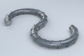 3D illustration of curved reinforcements steel TMT bar close up. Isolated 3d render Royalty Free Stock Photo