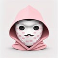 3D illustration of cute anonymous character with mask. Concept of hacker, ninja assassin, thief, or money heist. Cybersecurity,