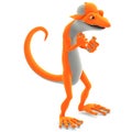 3D-illustration of a cute and cool cartoon gecko with a cab. isolated rendering object Royalty Free Stock Photo