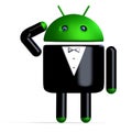 3D-illustration of a cute and funny cartoon android in tuxedo. isolated rendering object