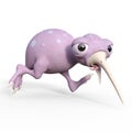 3D-illustration of a cute and funny cartoon kiwi searching something Royalty Free Stock Photo