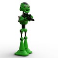 3D-illustration of a cute and funny cartoon robot calling with hands. isolated rendering object