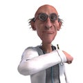 3D-illustration of a cute and funny mad scientist with pen Royalty Free Stock Photo