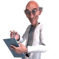 3D-illustration of a cute and funny mad scientist sneaking Royalty Free Stock Photo