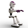 3D-illustration of a cute and funny sittong cartoon robot. isolated rendering object