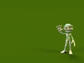 3D-illustration of a cute and funny waving cartoon mummy. isolated rendering object Royalty Free Stock Photo