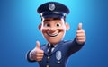 3D Illustration of a Cute Policeman with a Smile on His Face