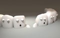 3d illustration. Cute Teeth have noticed a loss amongst themselves