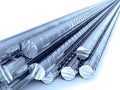 3d illustration of cutted shinny reinforced steel bars Royalty Free Stock Photo