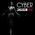 Cyber monday design with fashion cyborg the woman.