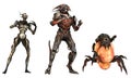 Cyborgs monsters 3d illustration