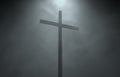 3d illustration 3d rendering catholic catholics cross perspective wind fog rays