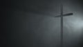 3d illustration 3d rendering catholic catholics long cross perspective wind fog