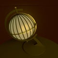 3d illustration, 3d rendering. Vintage lantern table lamp, made in the form of an ancient globe.