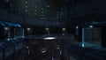 3D rendering of a dark moody futuristic sci- fi or cyberpunk concept alien environment interior