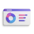 3d illustration of a dashboard with a pie chart and bar graphs, isolated on white background Royalty Free Stock Photo