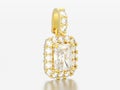 3D illustration decorative gold diamond necklace Royalty Free Stock Photo